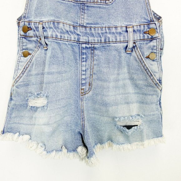 WILD‎ FABLE Romper Small Womens Denim Blue Med Washed Pocket Distressed Raw Hem - Picture 5 of 11